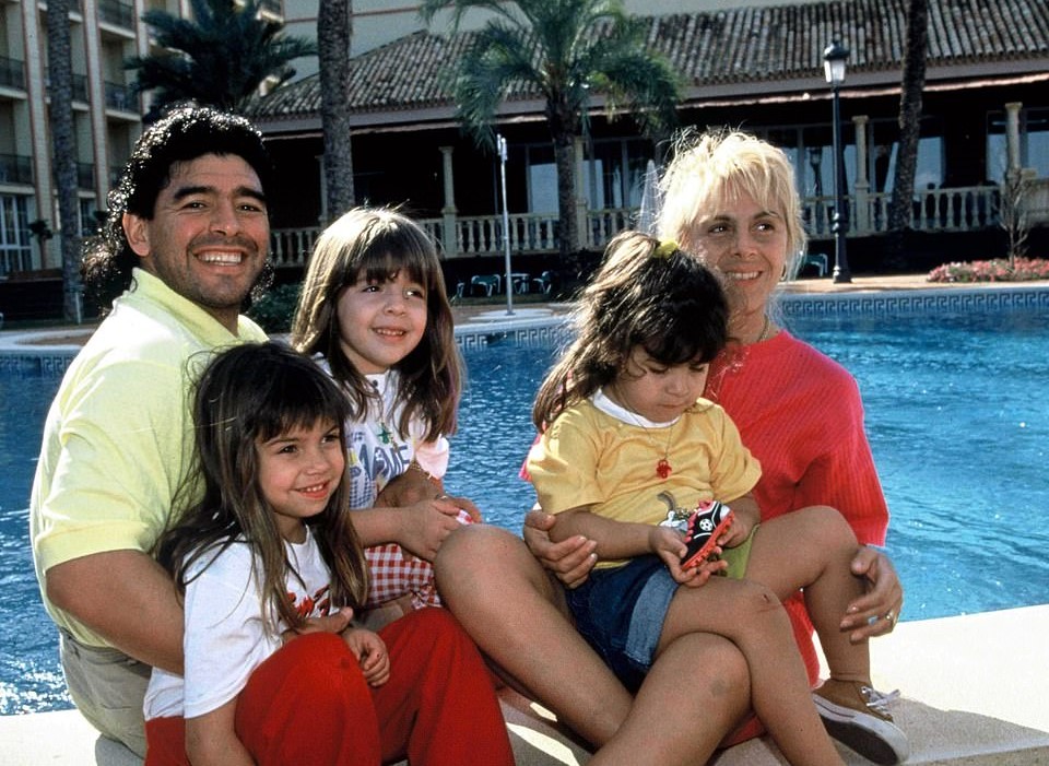 Diego Maradona with his family